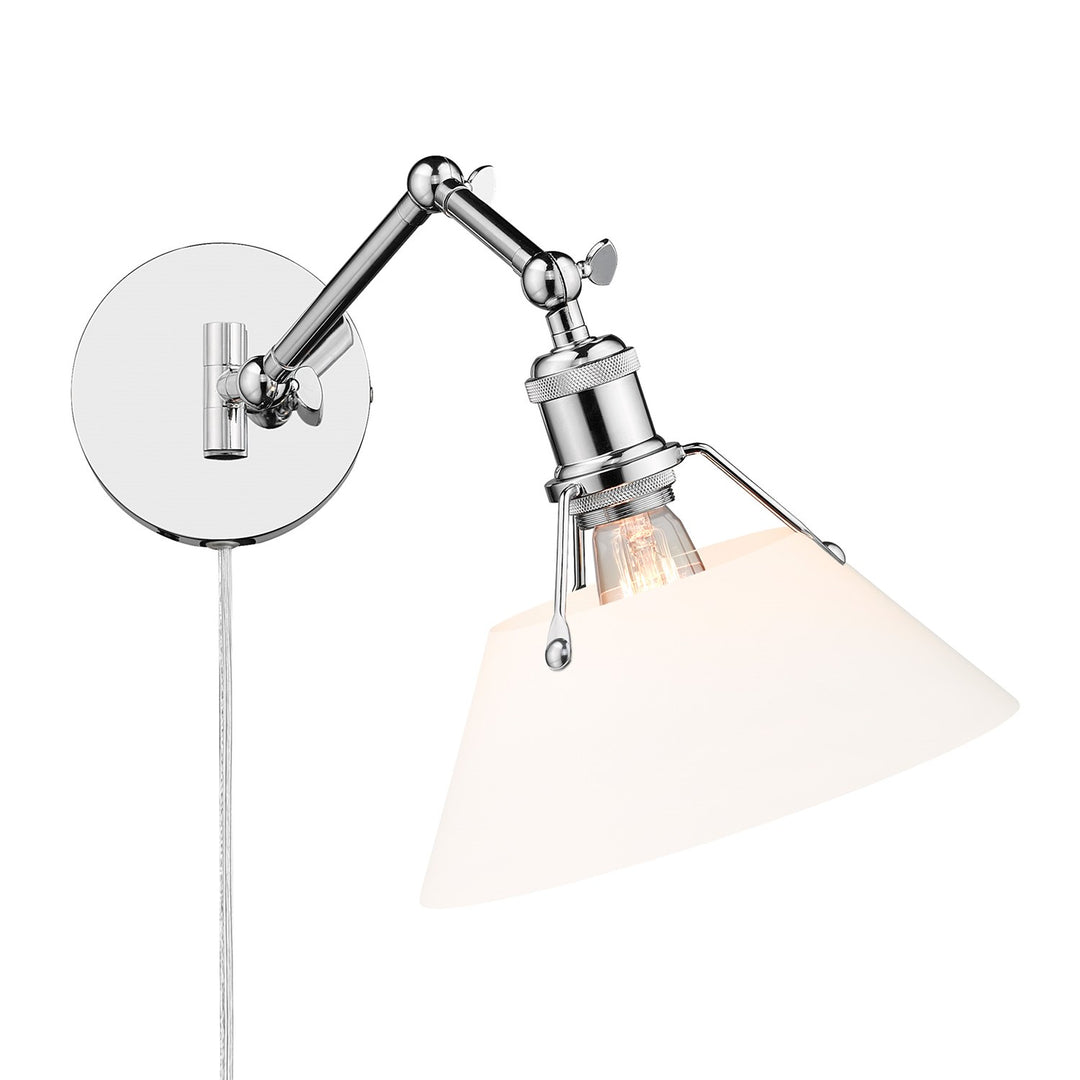 Ch 1 Light Articulating Wall Sconce In Chrome With Opal Glass by Golden