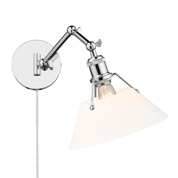 Ch 1 Light Articulating Wall Sconce In Chrome With Opal Glass by Golden