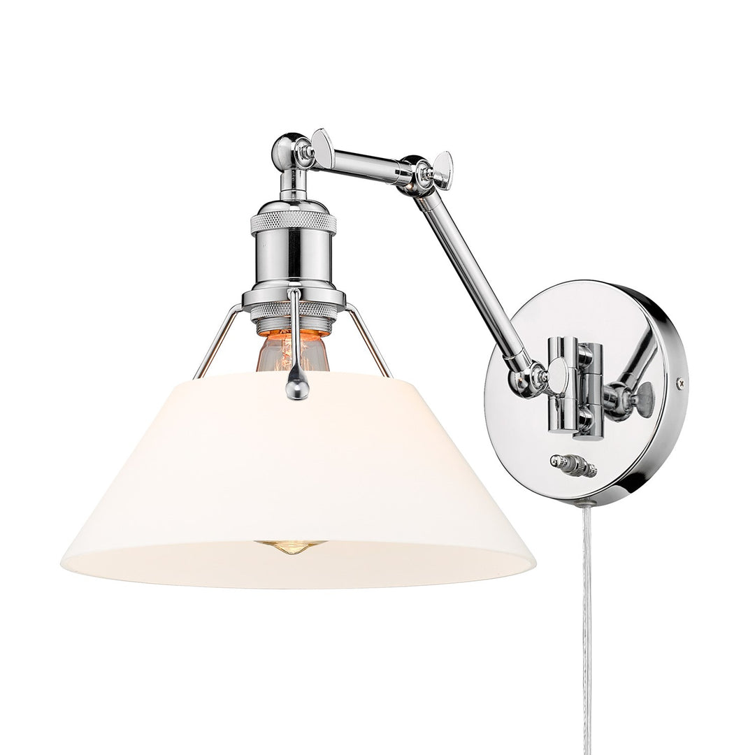 Ch 1 Light Articulating Wall Sconce In Chrome With Opal Glass