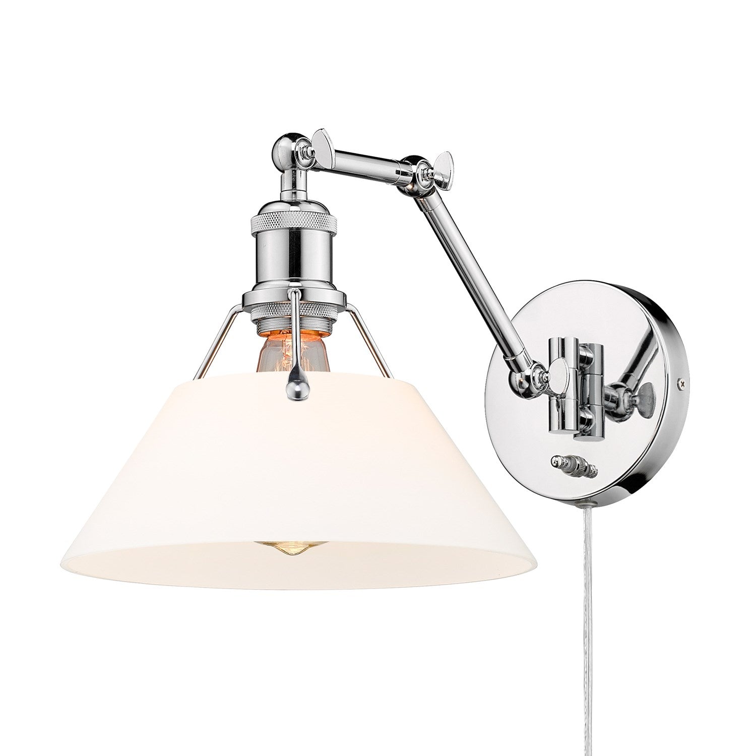 Ch 1 Light Articulating Wall Sconce In Chrome With Opal Glass