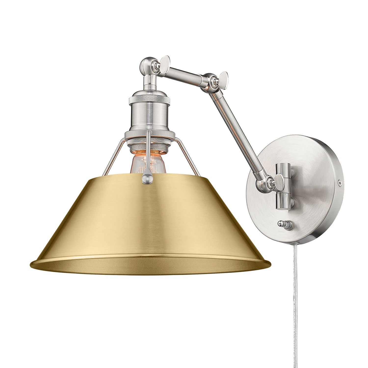 Pw 1 Light Articulating Wall Sconce In Pewter With Brushed Bronze Shade