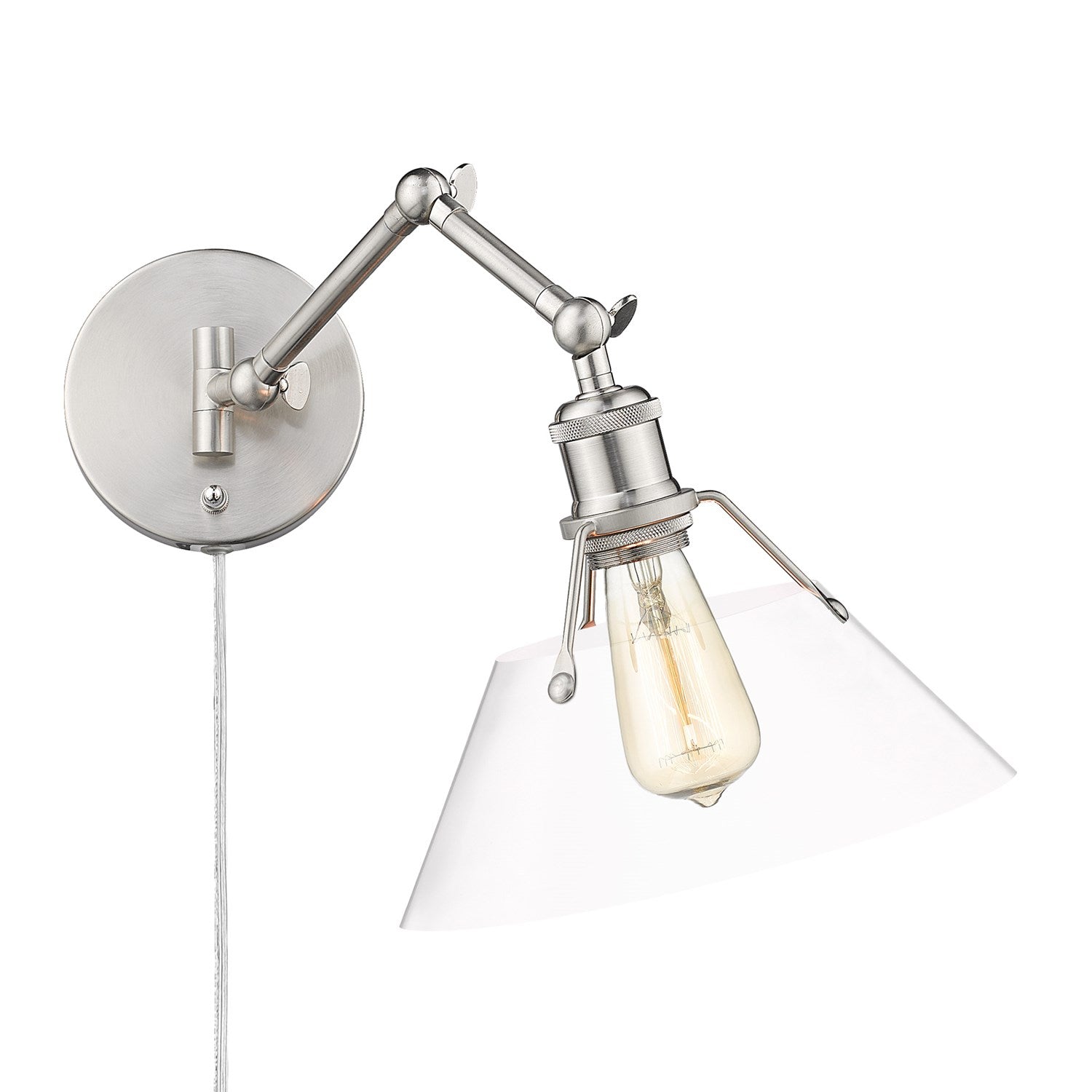 Pw 1 Light Articulating Wall Sconce In Pewter With Clear Glass by Golden