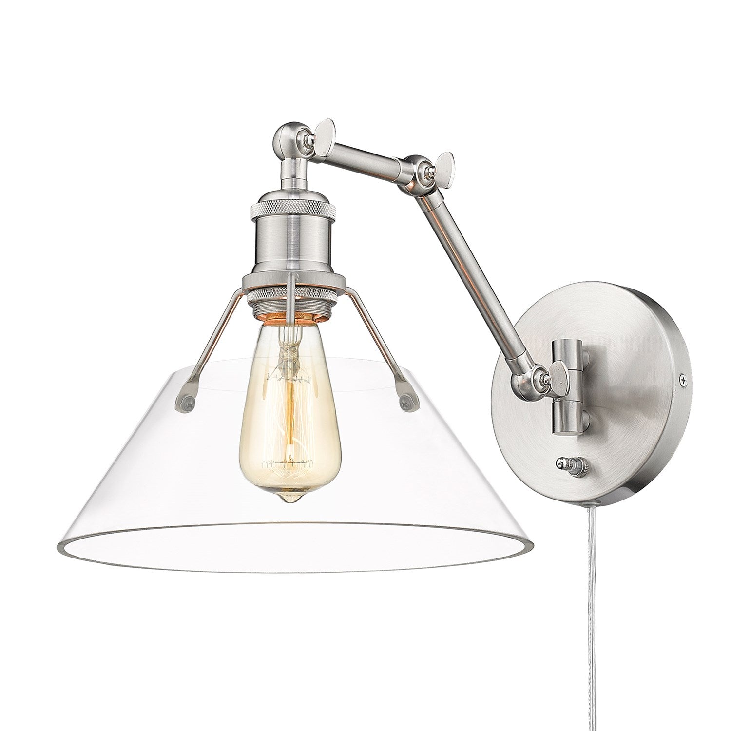 Pw 1 Light Articulating Wall Sconce In Pewter With Clear Glass