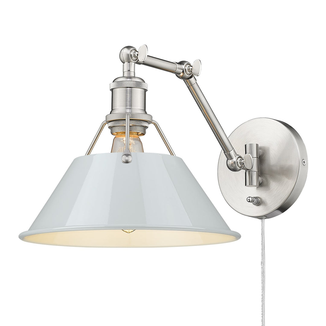 Pw 1 Light Articulating Wall Sconce In Pewter With Dusky Blue Shade