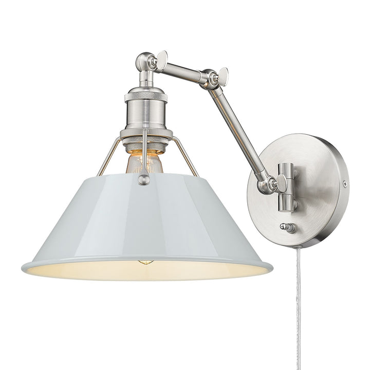 Pw 1 Light Articulating Wall Sconce In Pewter With Dusky Blue Shade