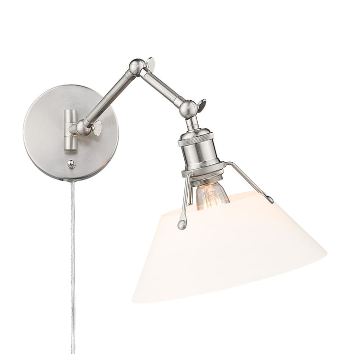 Pw 1 Light Articulating Wall Sconce In Pewter With Opal Glass by Golden