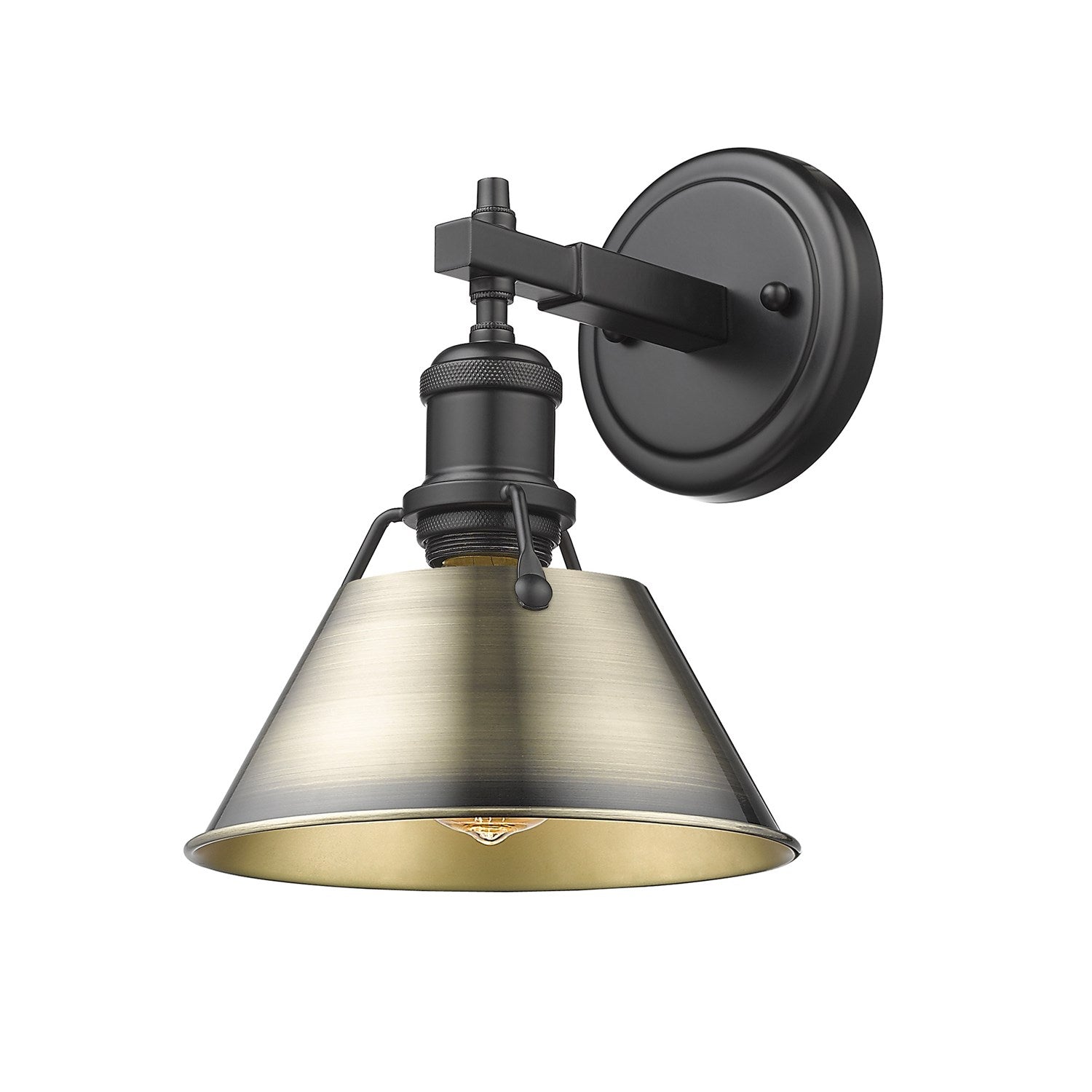 Blk 1 Light Bath Vanity In Matte Black With Aged Brass Shade by Golden