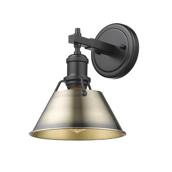 Blk 1 Light Bath Vanity In Matte Black With Aged Brass Shade by Golden