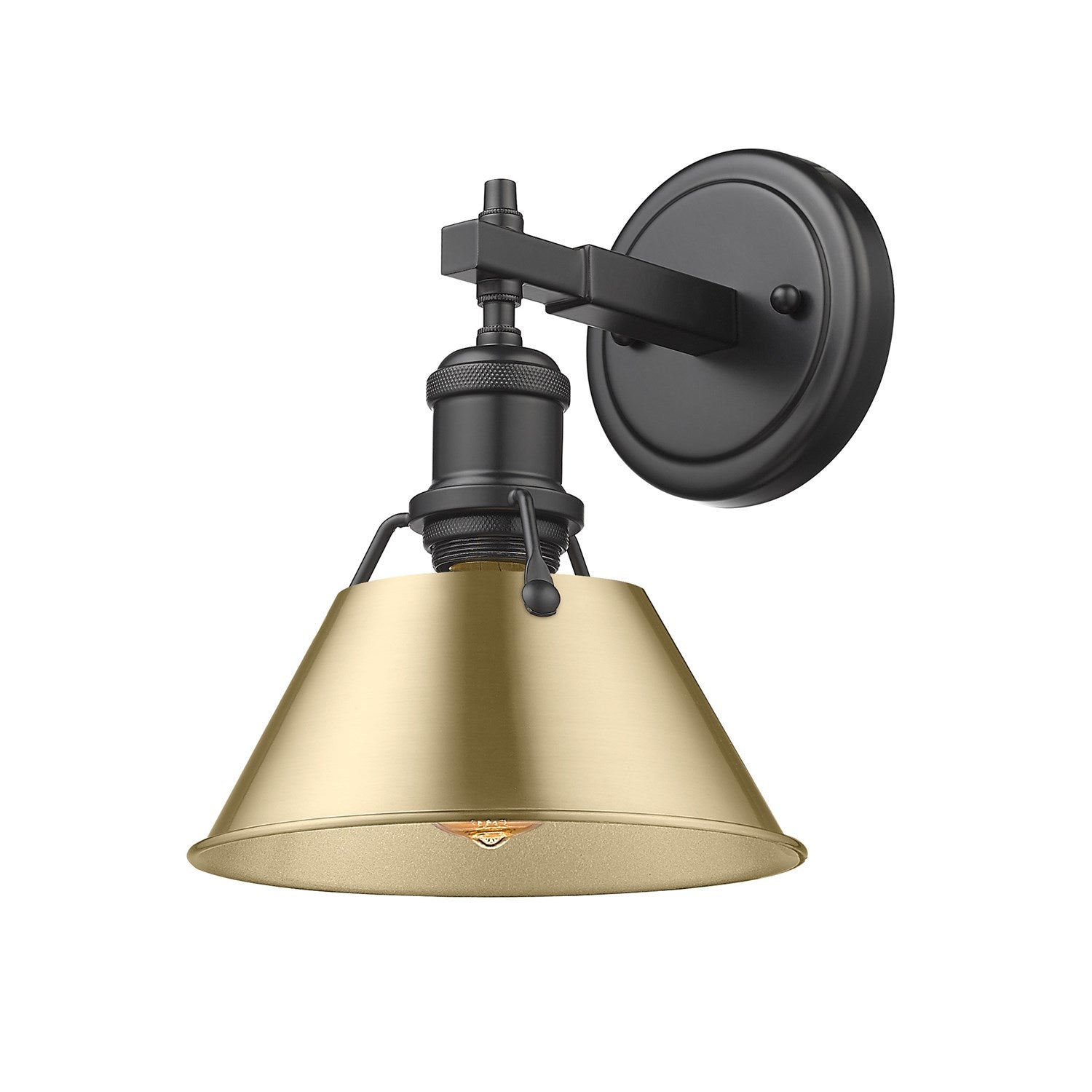 Blk 1 Light Bath Vanity In Matte Black With Brushed Bronze Shade by Golden