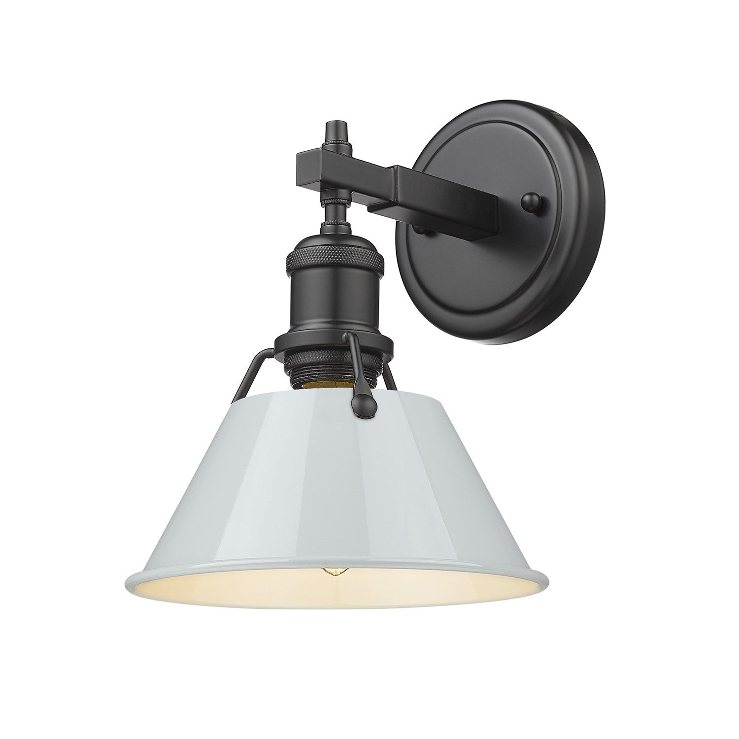 Blk 1 Light Bath Vanity In Matte Black With Dusky Blue Shade by Golden