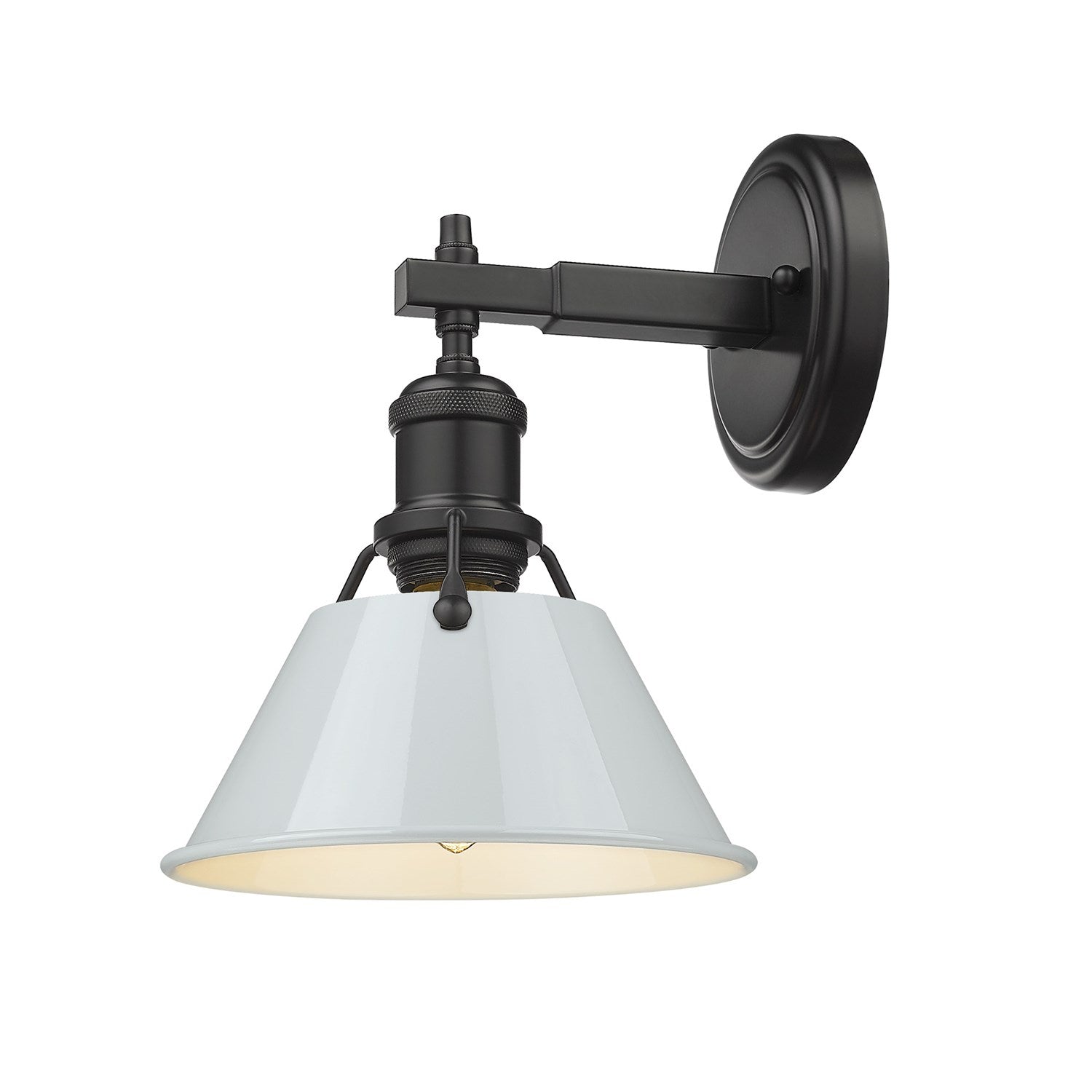 Blk 1 Light Bath Vanity In Matte Black With Dusky Blue Shade