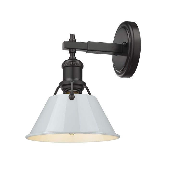 Blk 1 Light Bath Vanity In Matte Black With Dusky Blue Shade