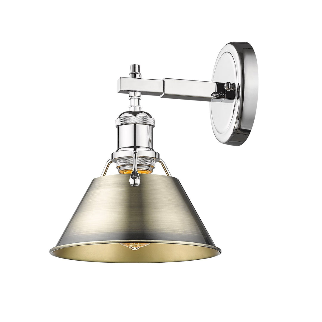 Ch 1 Light Bath Vanity In Chrome With Aged Brass Shade