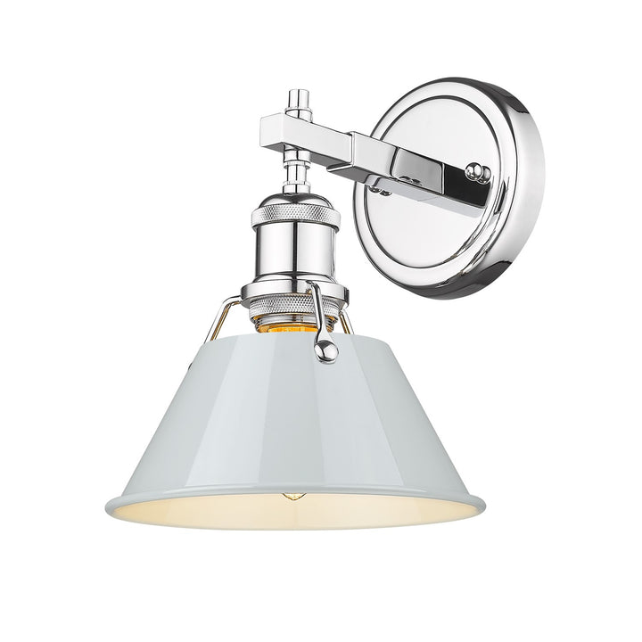 Ch 1 Light Bath Vanity In Chrome With Dusky Blue Shade by Golden