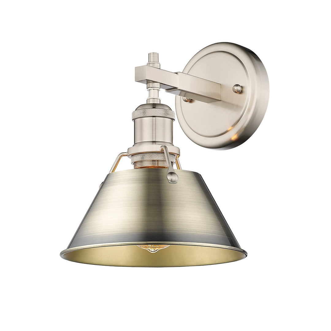 Pw 1 Light Bath Vanity In Pewter With Aged Brass Shade by Golden