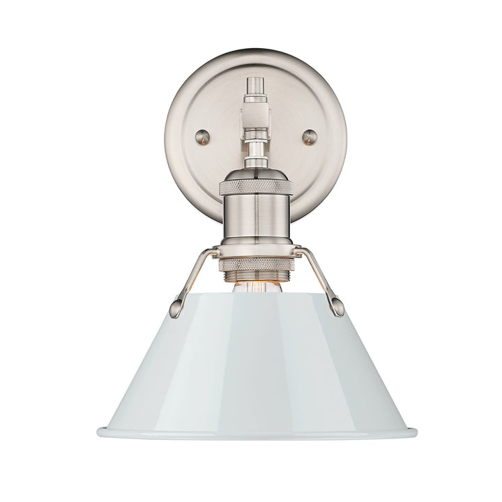 Pw 1 Light Bath Vanity In Pewter With Dusky Blue Shade