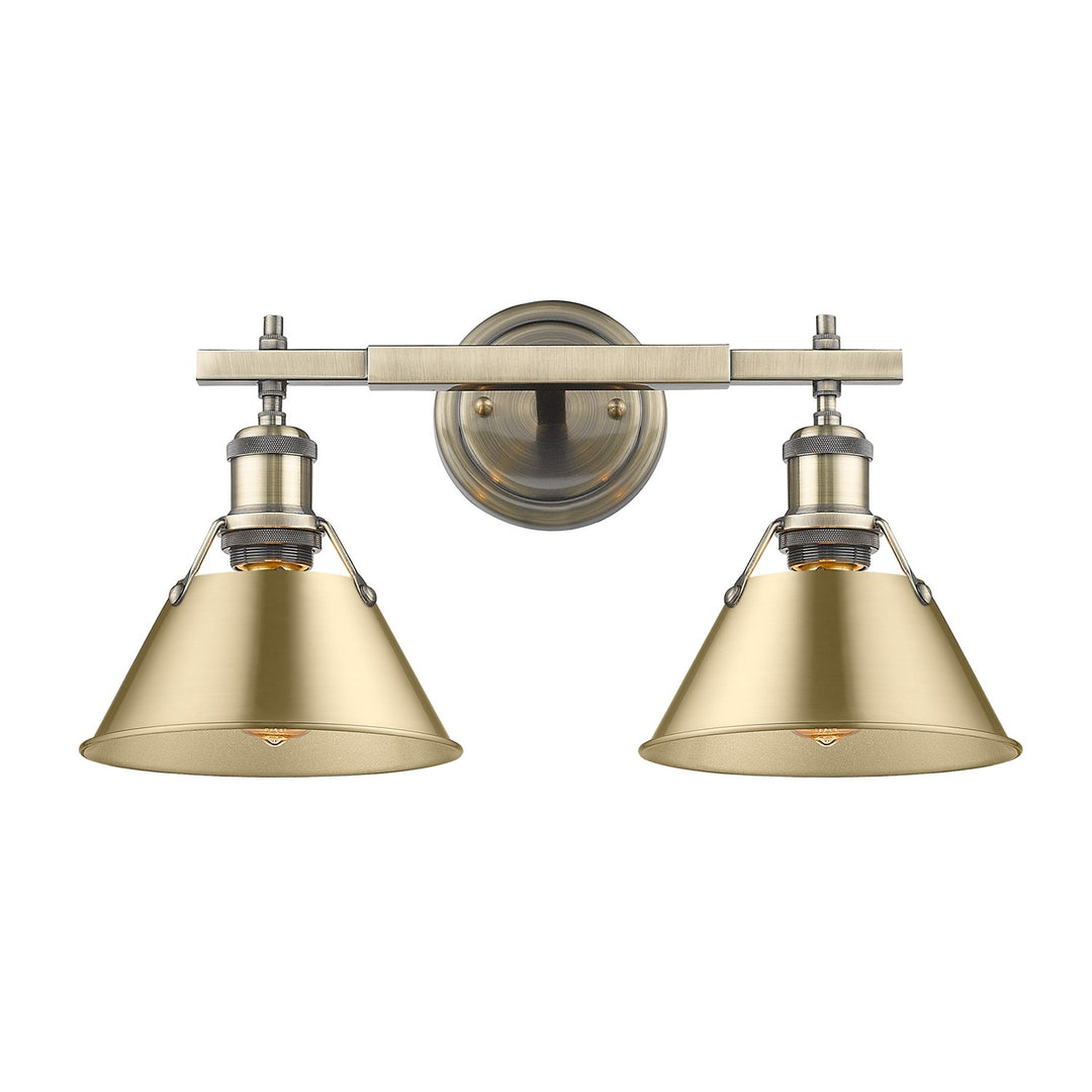 Ab 2 Light Bath Vanity In Aged Brass With Brushed Champagne Bronze Shades by Golden