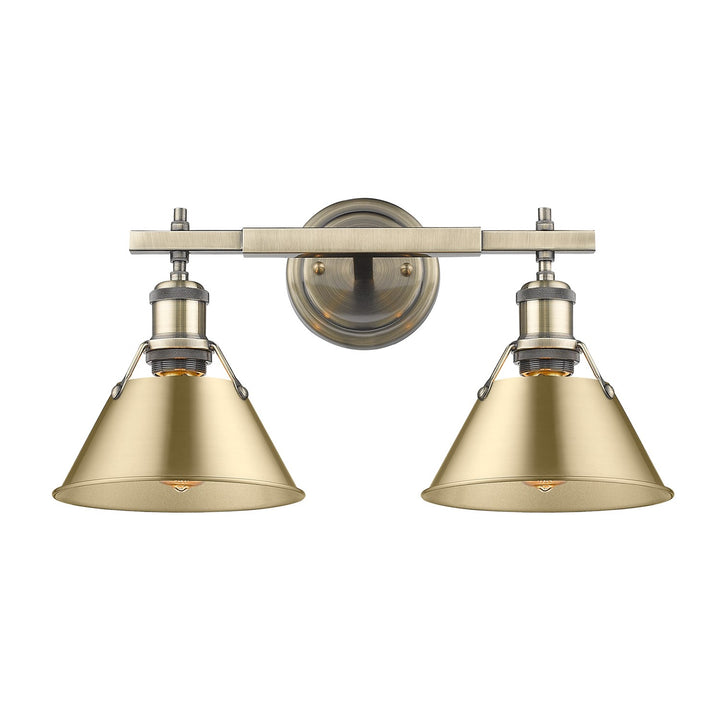 Ab 2 Light Bath Vanity In Aged Brass With Brushed Champagne Bronze Shades by Golden