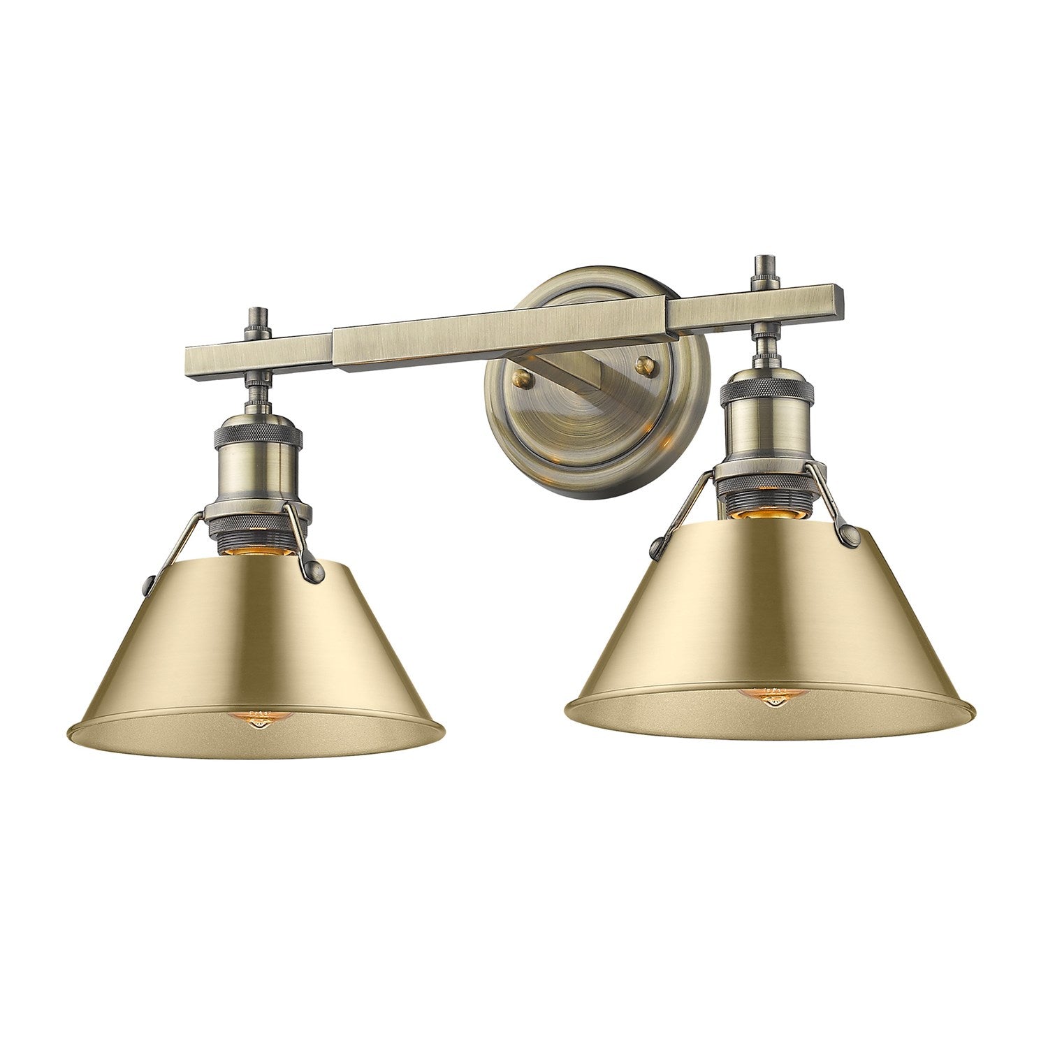 Ab 2 Light Bath Vanity In Aged Brass With Brushed Champagne Bronze Shades