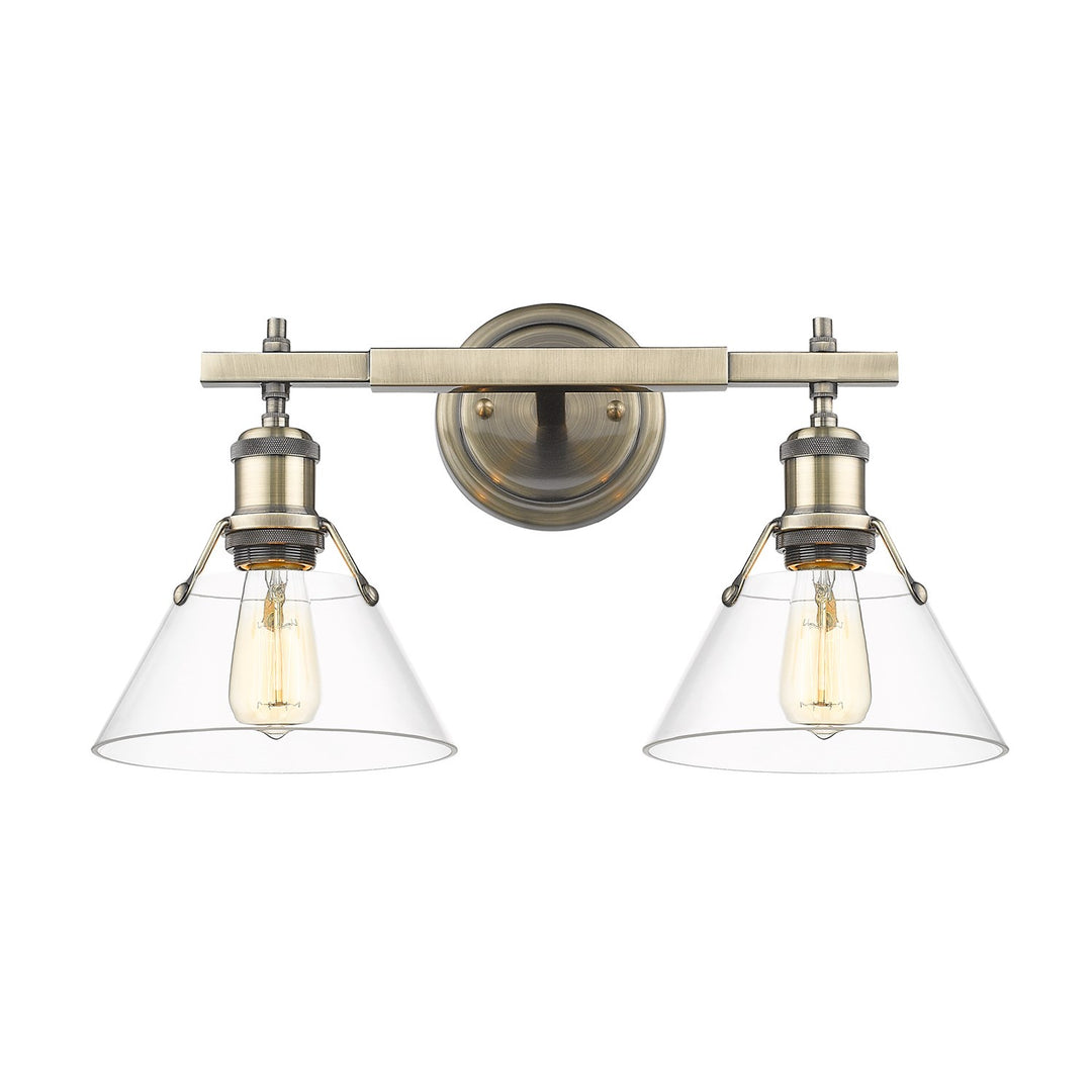 Ab 2 Light Bath Vanity In Aged Brass With Clear Glass by Golden
