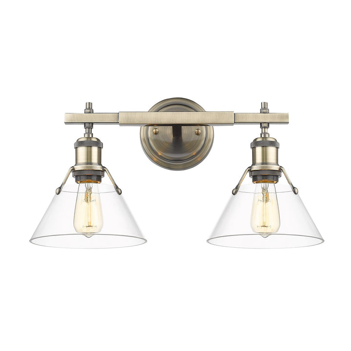 Ab 2 Light Bath Vanity In Aged Brass With Clear Glass by Golden