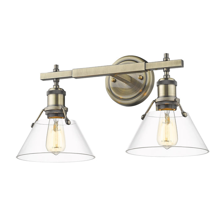 Ab 2 Light Bath Vanity In Aged Brass With Clear Glass