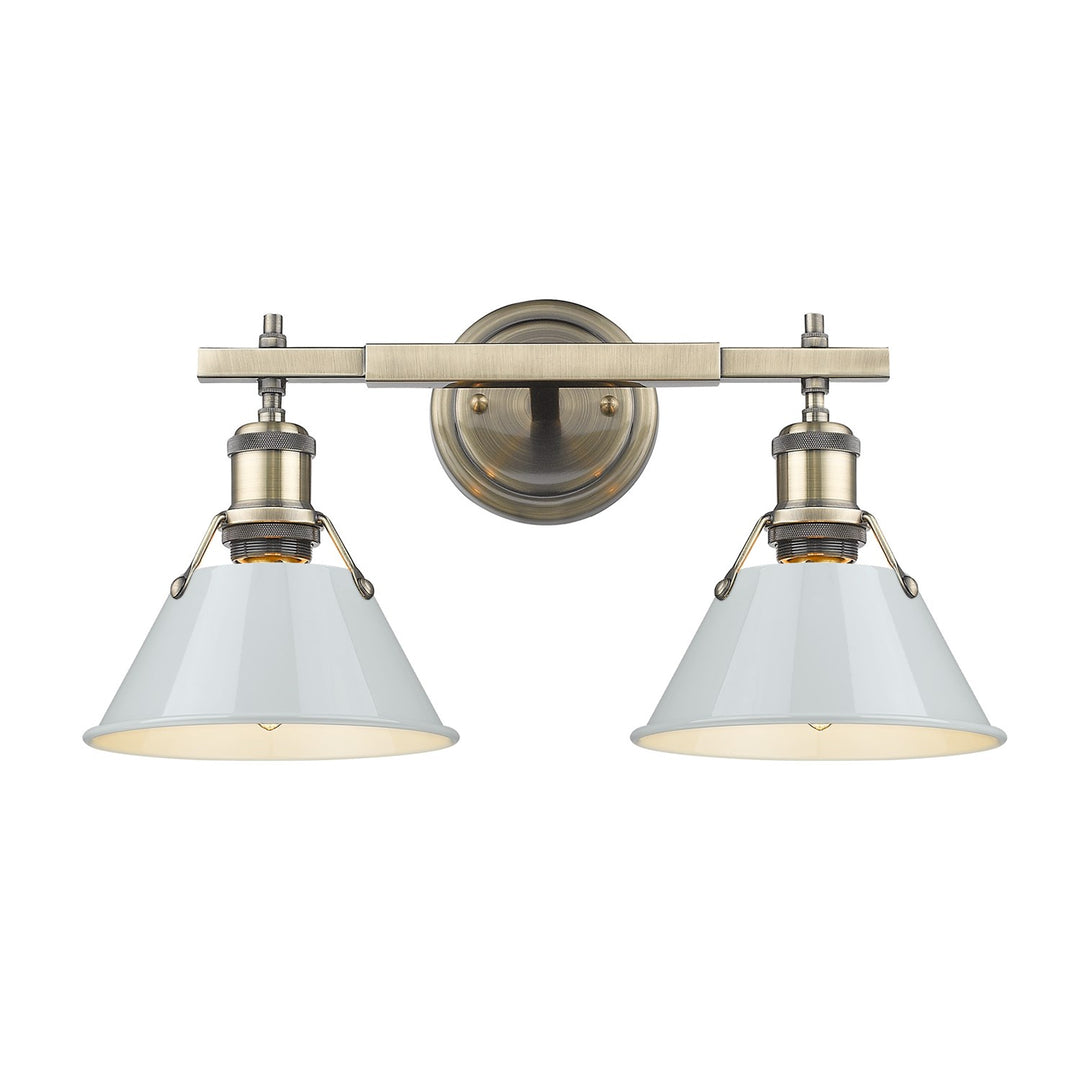 Ab 2 Light Bath Vanity In Aged Brass With Dusky Blue Shades by Golden