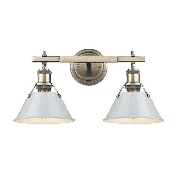 Ab 2 Light Bath Vanity In Aged Brass With Dusky Blue Shades by Golden
