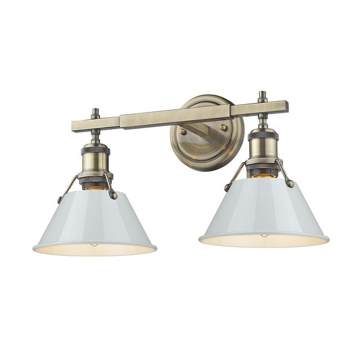 Ab 2 Light Bath Vanity In Aged Brass With Dusky Blue Shades
