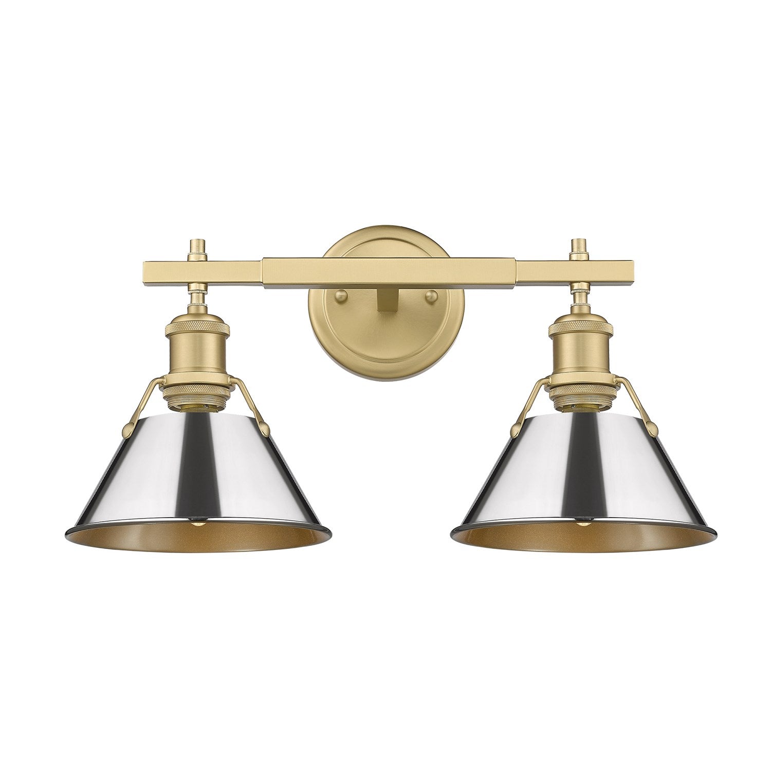Bcb 2 Light Bath Vanity In Brushed Champagne Bronze With Chrome Shades by Golden