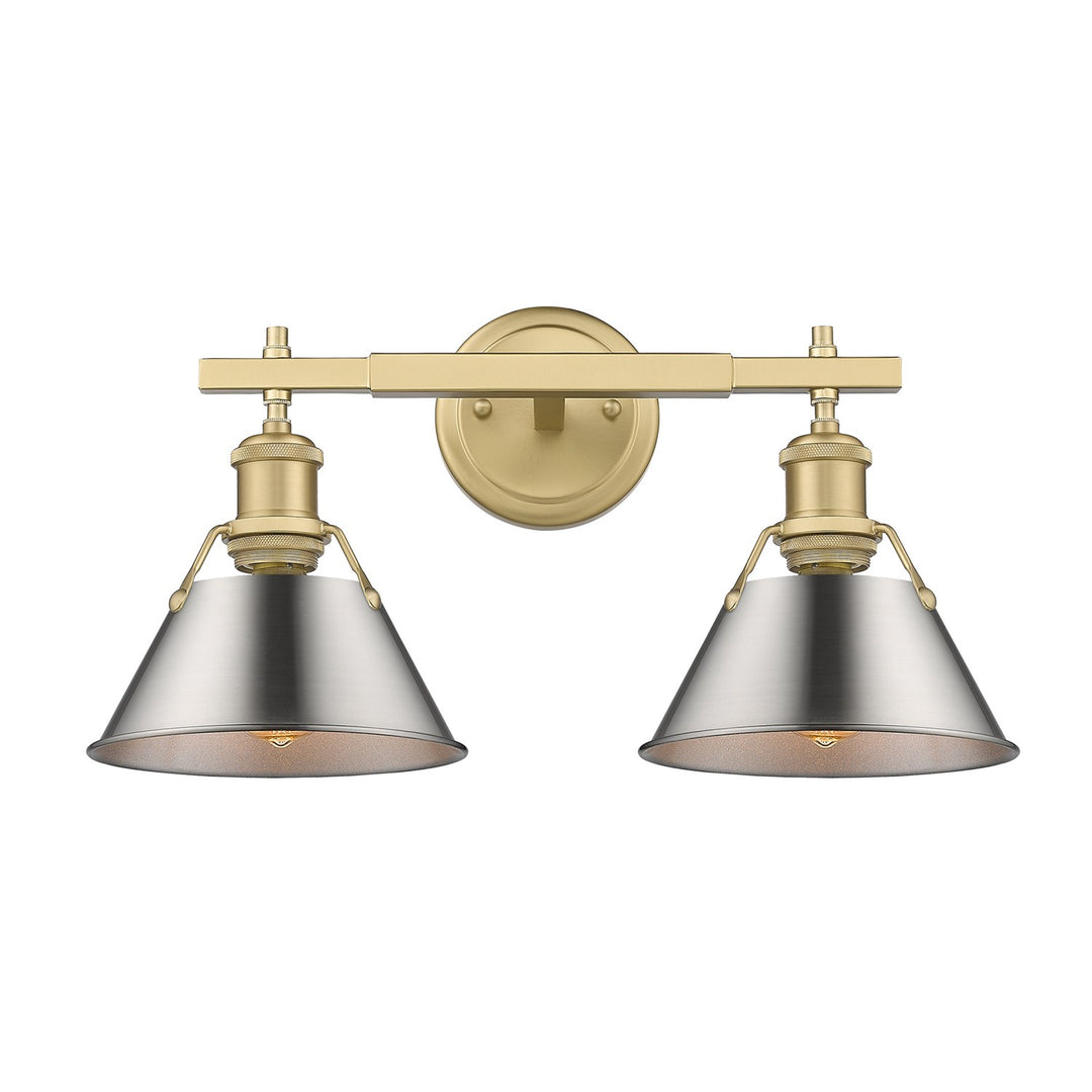 Bcb 2 Light Bath Vanity In Brushed Champagne Bronze With Pewter Shades by Golden