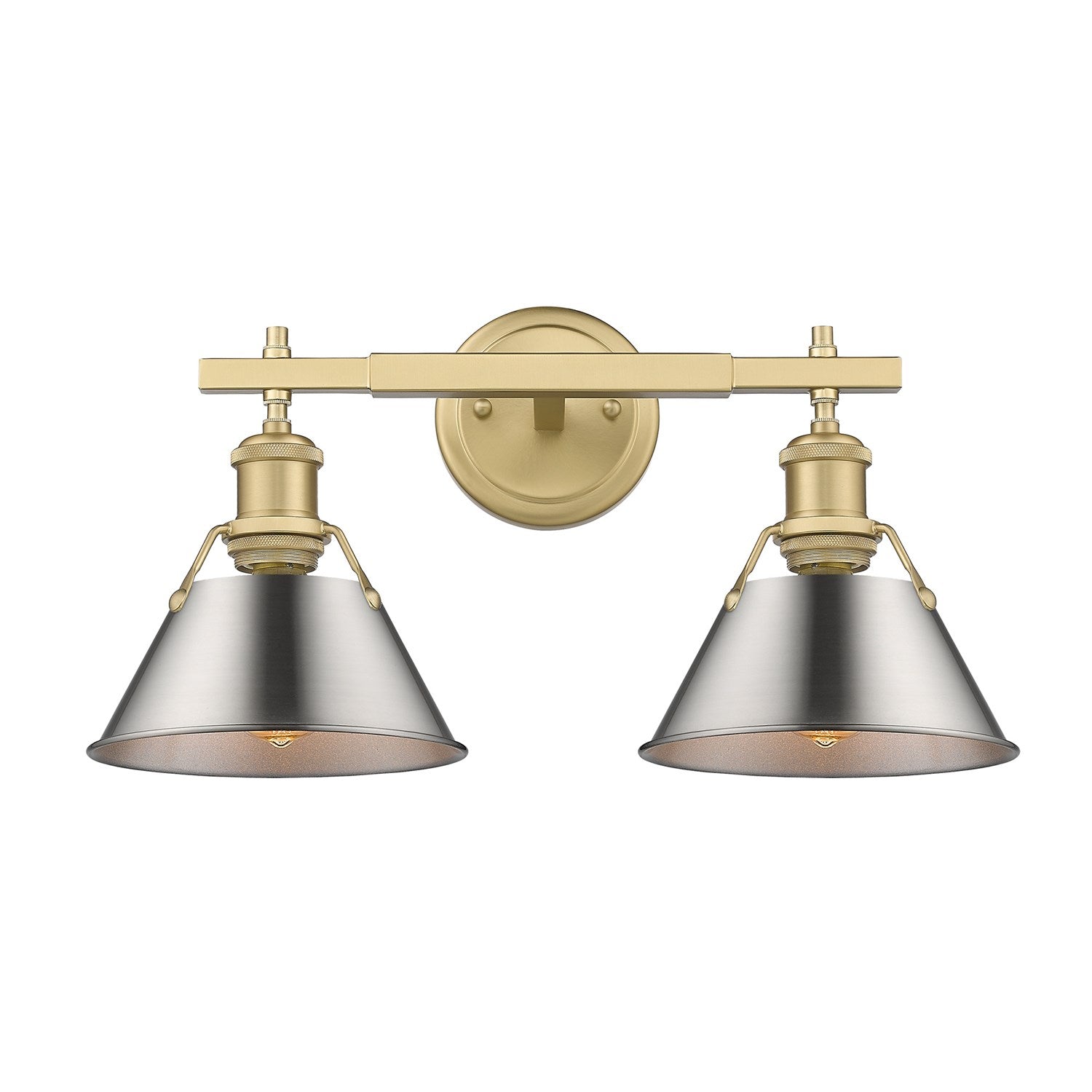 Bcb 2 Light Bath Vanity In Brushed Champagne Bronze With Pewter Shades by Golden