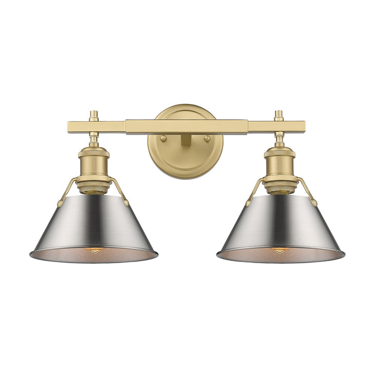 Bcb 2 Light Bath Vanity In Brushed Champagne Bronze With Pewter Shades by Golden