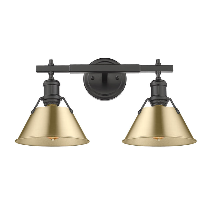 Blk 2 Light Bath Vanity In Matte Black With Brushed Bronze Shades by Golden