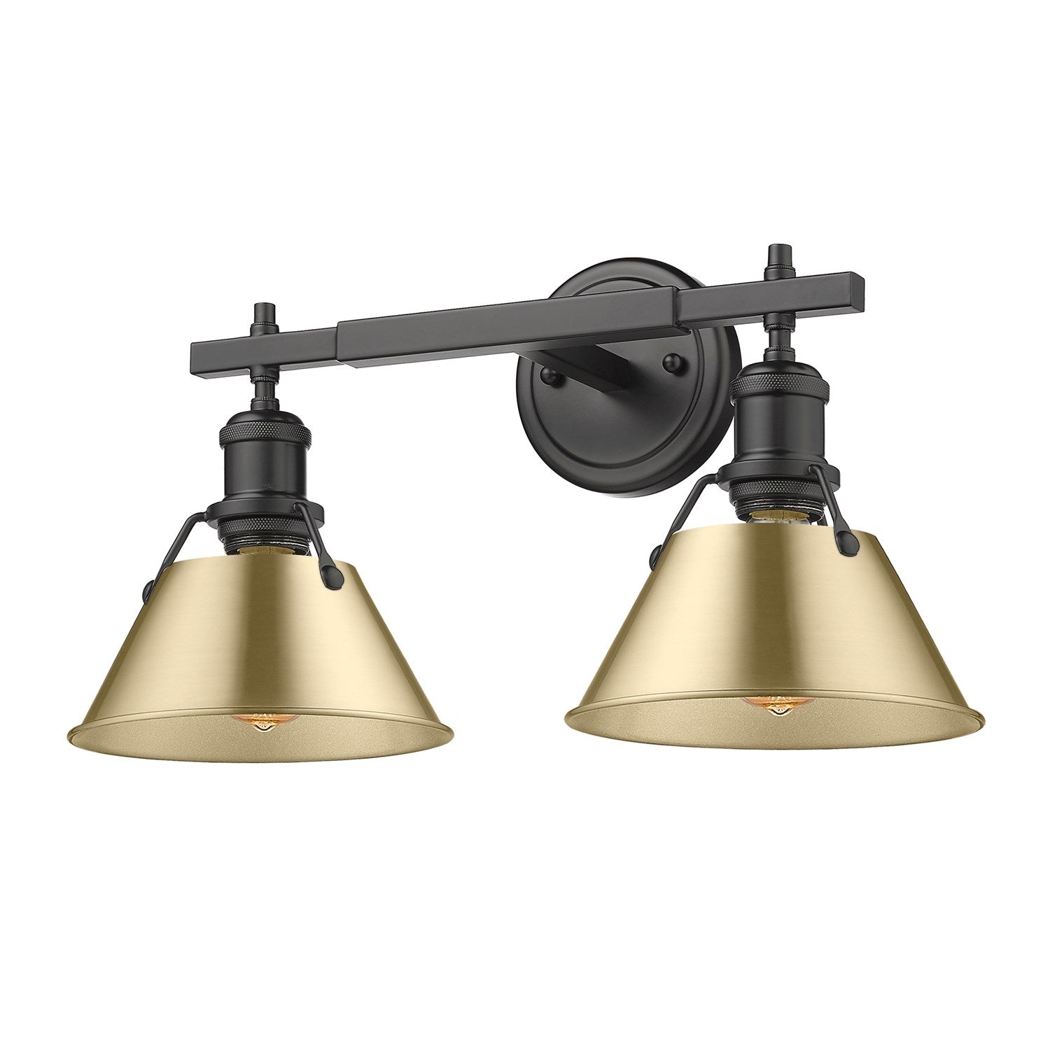 Blk 2 Light Bath Vanity In Matte Black With Brushed Bronze Shades