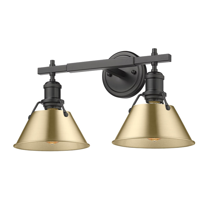 Blk 2 Light Bath Vanity In Matte Black With Brushed Bronze Shades