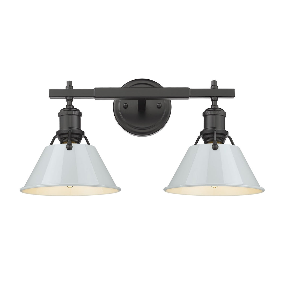 Blk 2 Light Bath Vanity In Matte Black With Dusky Blue Shades by Golden
