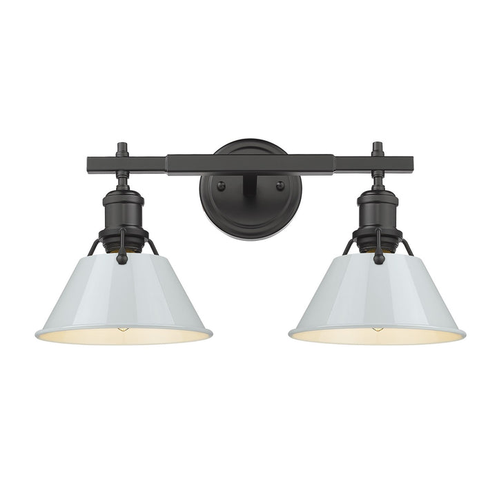 Blk 2 Light Bath Vanity In Matte Black With Dusky Blue Shades by Golden