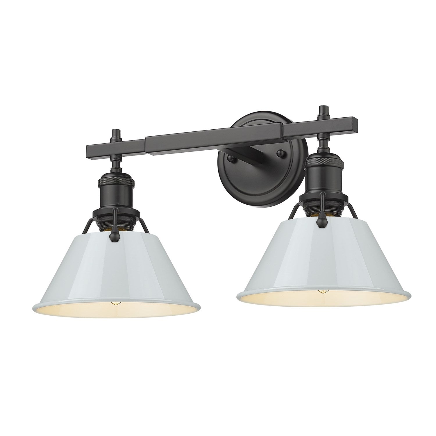 Blk 2 Light Bath Vanity In Matte Black With Dusky Blue Shades