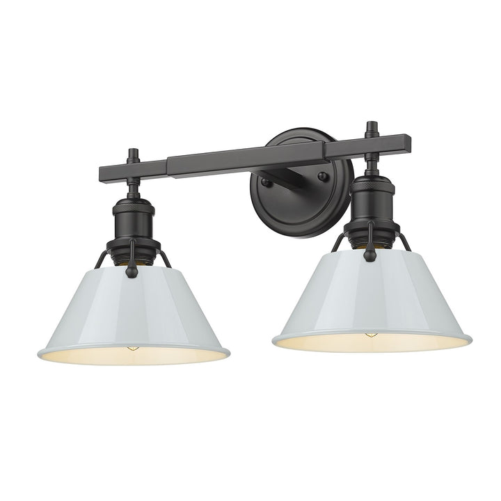 Blk 2 Light Bath Vanity In Matte Black With Dusky Blue Shades
