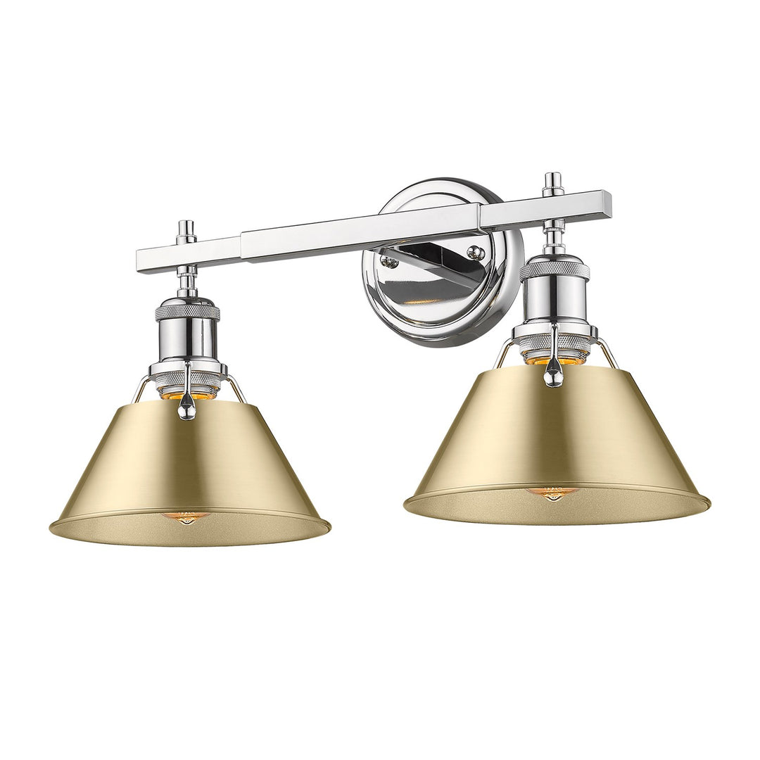 Ch 2 Light Bath Vanity In Chrome With Brushed Champagne Bronze Shades