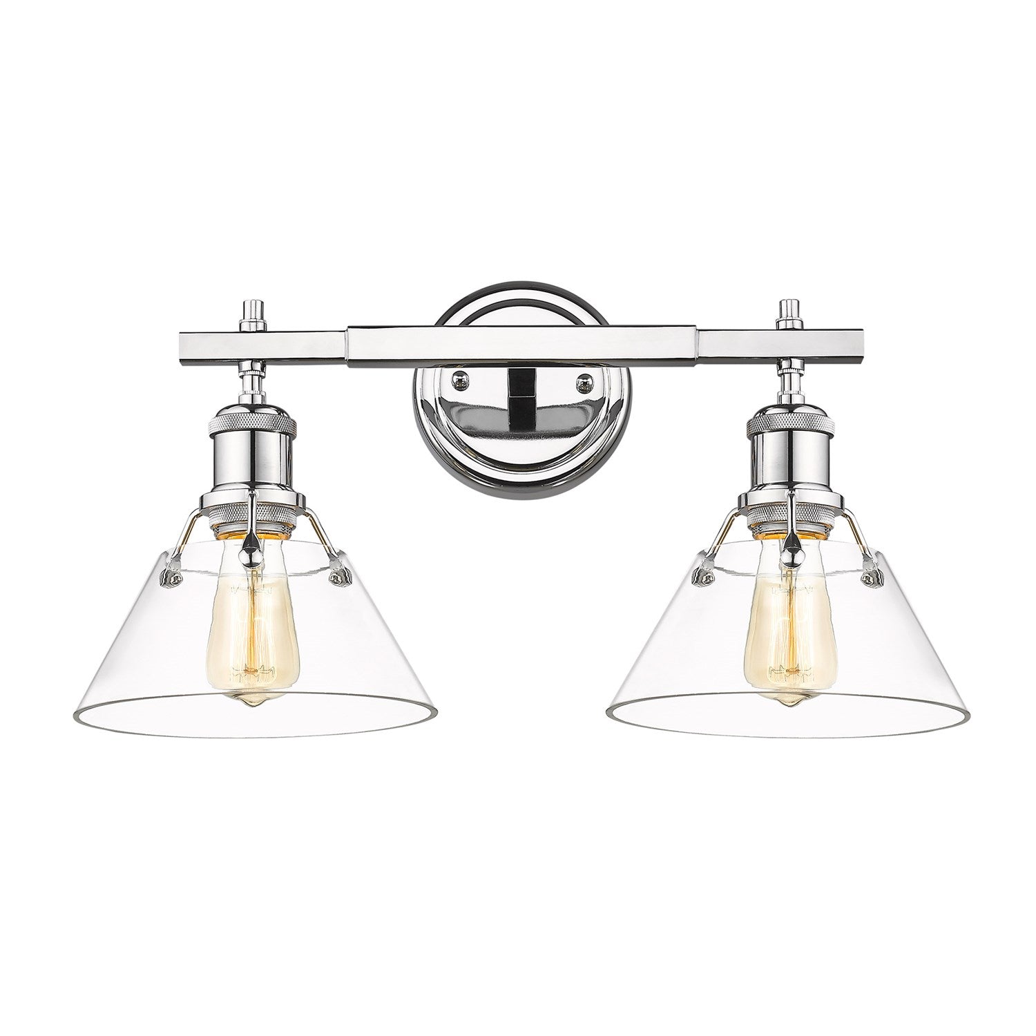 Ch 2 Light Bath Vanity In Chrome With Clear Glass by Golden