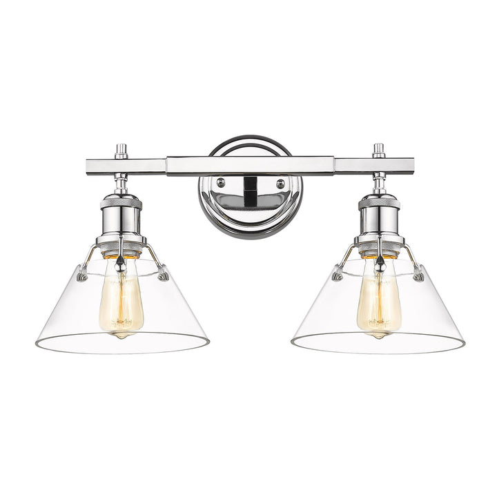 Ch 2 Light Bath Vanity In Chrome With Clear Glass by Golden