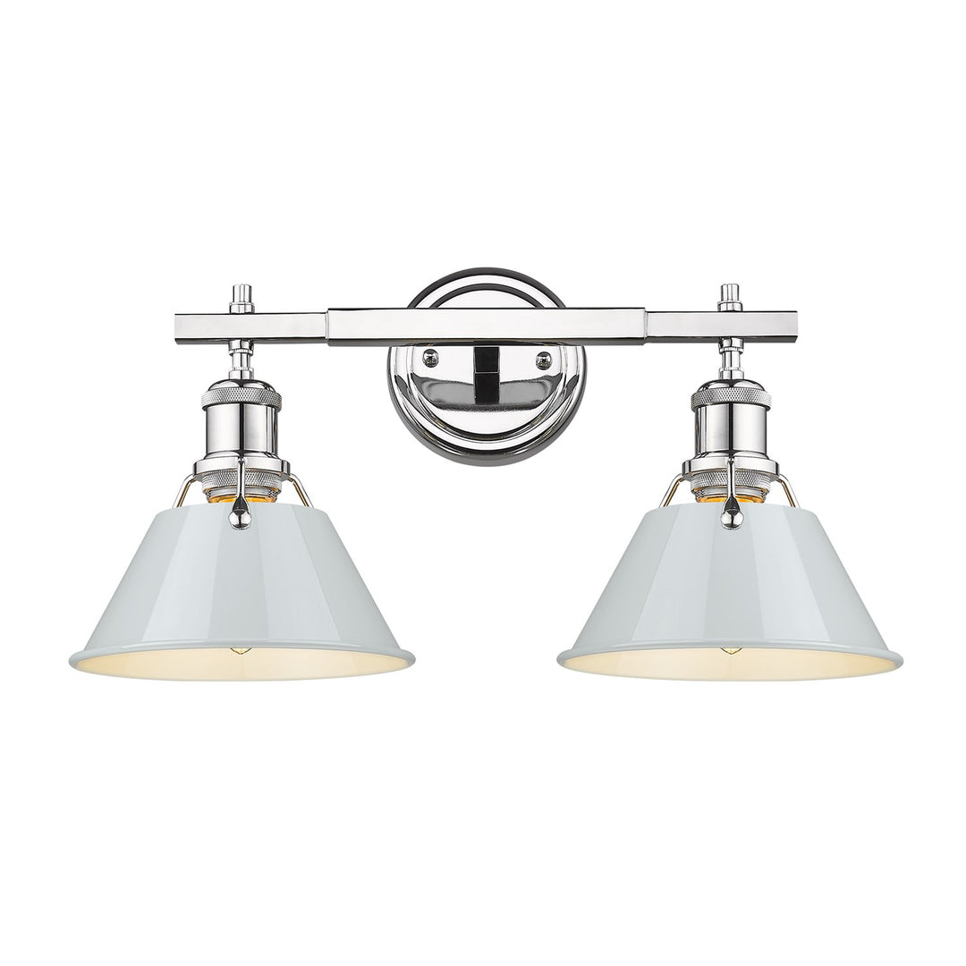 Ch 2 Light Bath Vanity In Chrome With Dusky Blue Shades by Golden