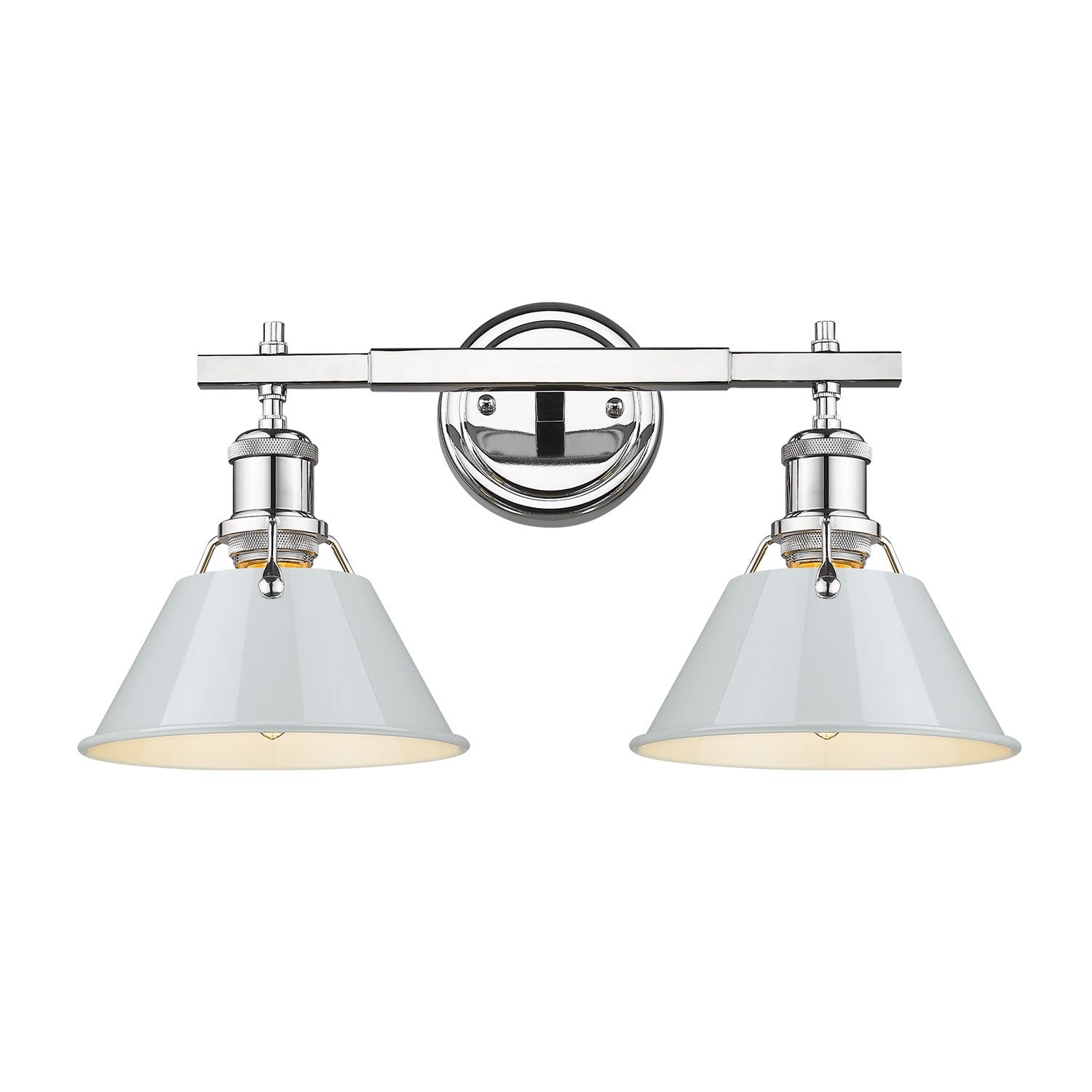Ch 2 Light Bath Vanity In Chrome With Dusky Blue Shades by Golden