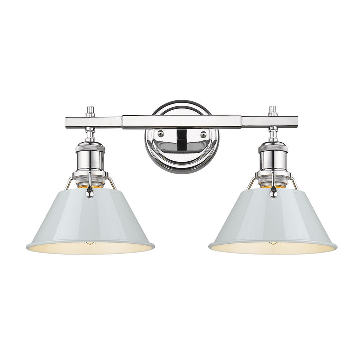 Ch 2 Light Bath Vanity In Chrome With Dusky Blue Shades by Golden