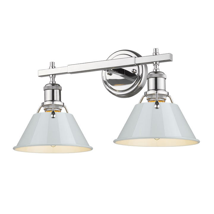 Ch 2 Light Bath Vanity In Chrome With Dusky Blue Shades