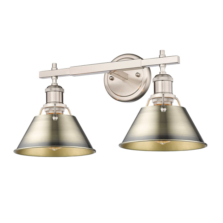 Pw 2 Light Bath Vanity In Pewter With Aged Brass Shades