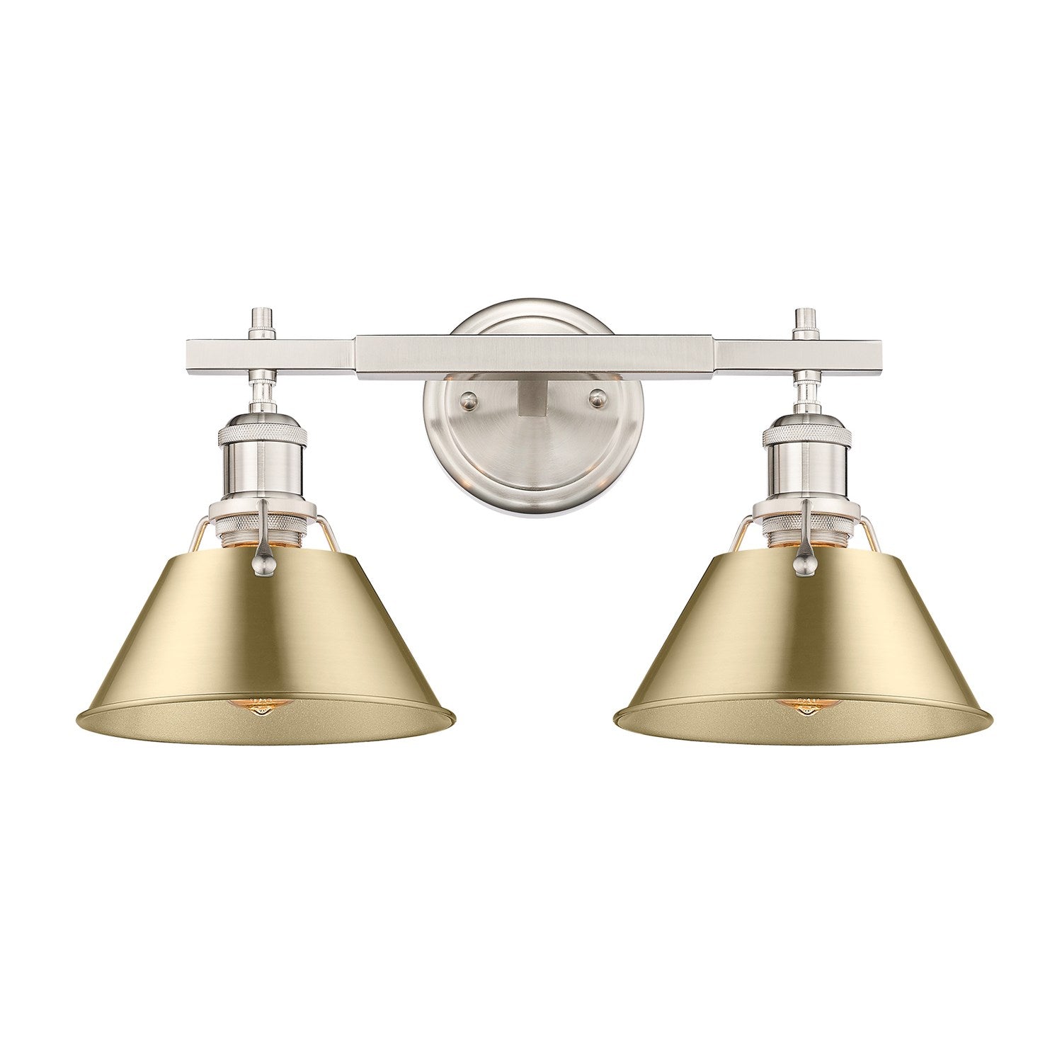Pw 2 Light Bath Vanity In Pewter With Brushed Champagne Bronze Shades by Golden
