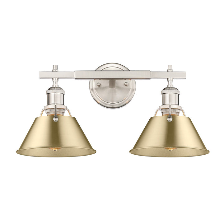 Pw 2 Light Bath Vanity In Pewter With Brushed Champagne Bronze Shades by Golden